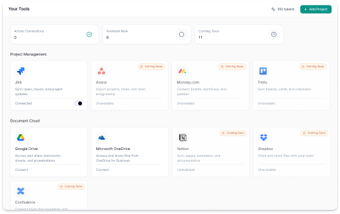 Connected tools and integrations